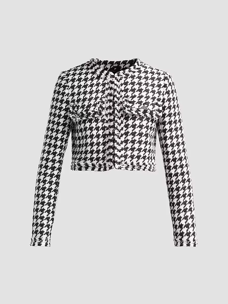 Dumont Houndstooth Boxy Jacket by Alice + Olivia