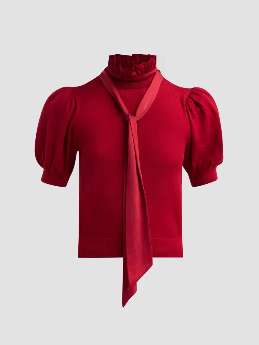 Chase Puff Sleeve Tie Sweater by Alice + Olivia