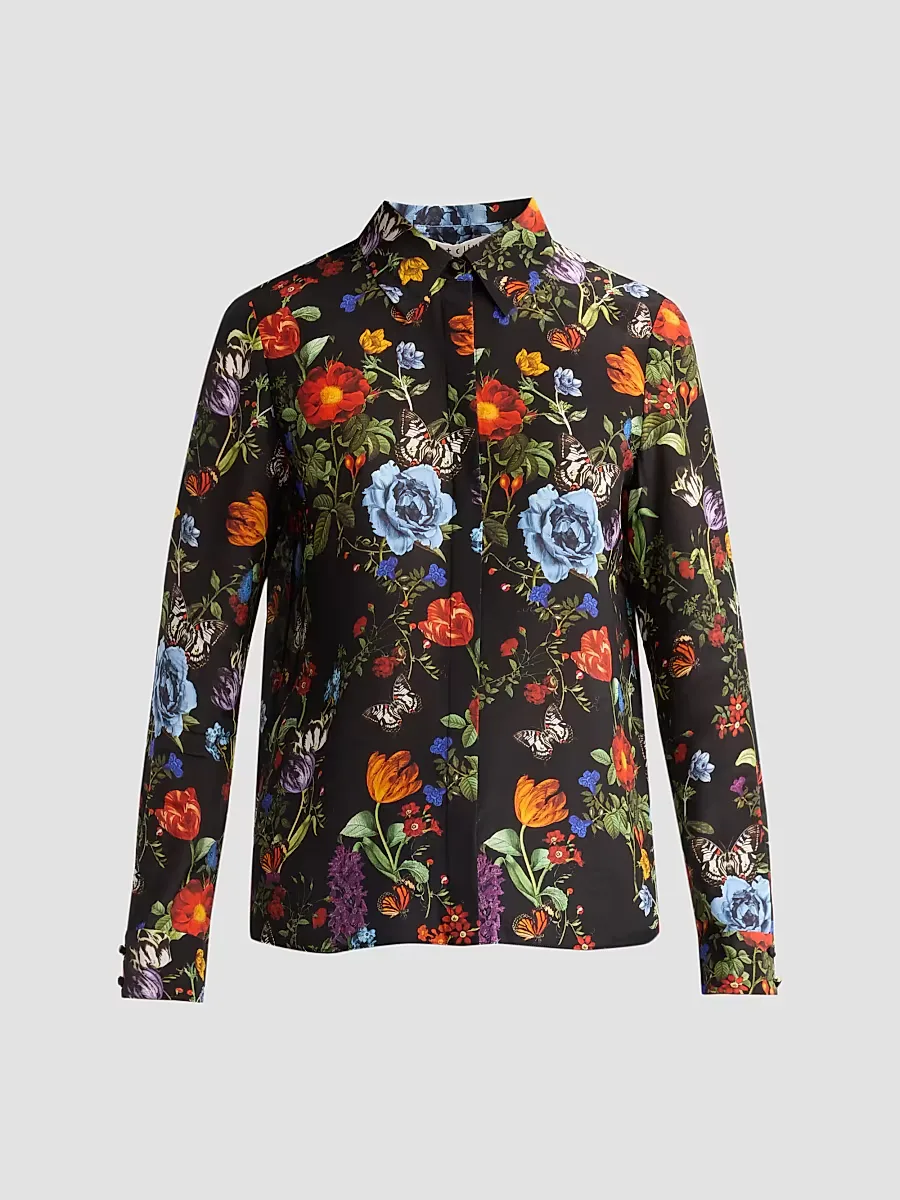 Willa Floral Silk Button-Front Blouse by Alice + Olivia