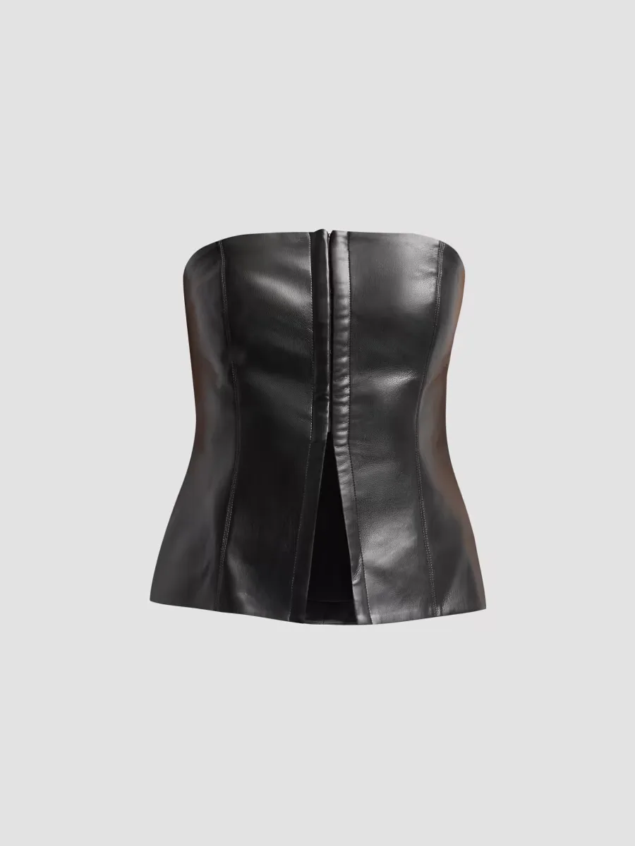 Pat Faux Leather Vest Top