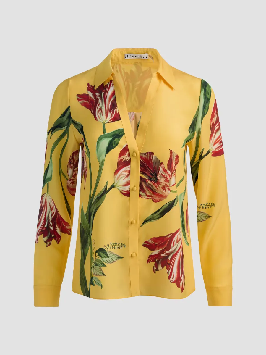 Eloise Tulip-Print Silk Blouse by Alice + Olivia