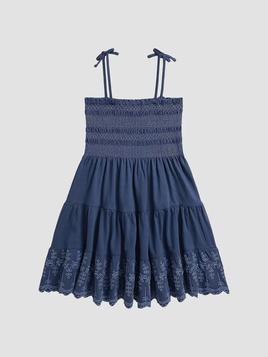 Smocked Eyelet Jersey Dress by Polo Ralph Lauren