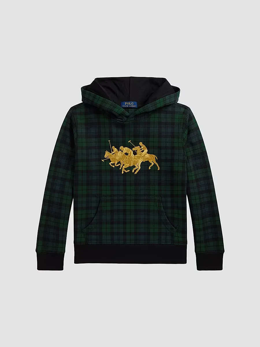 Triple-Pony Plaid Hoodie by Polo Ralph Lauren