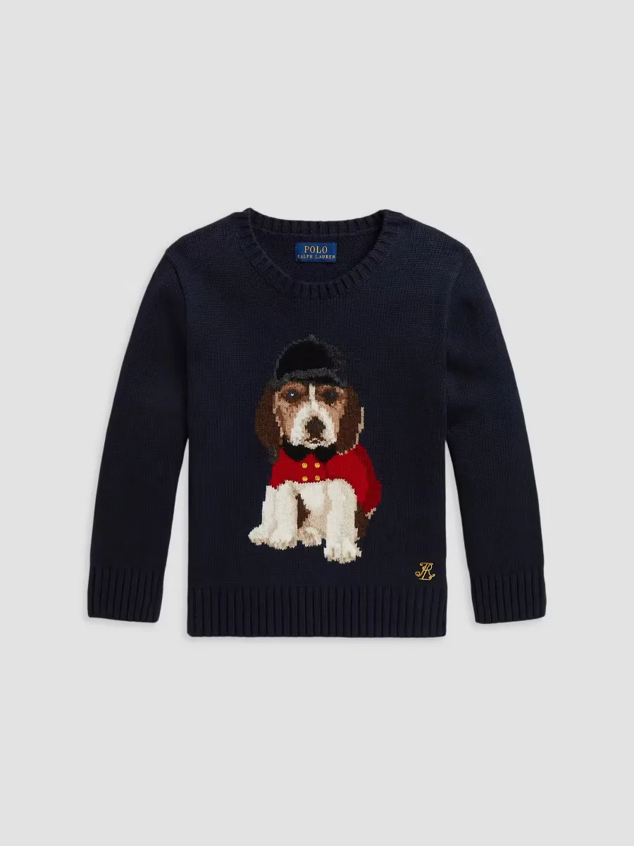 Beagle Intarsia-Knit Cotton Sweater by Polo Ralph Lauren