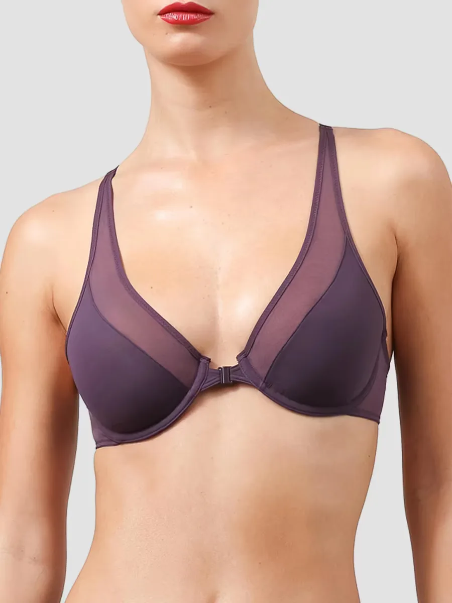 Sheer Opaque Plunge Bra by Wolford