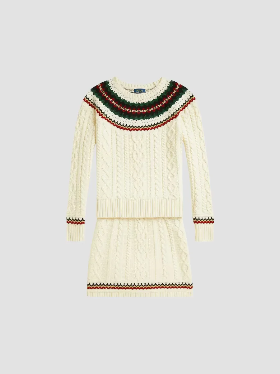 Fair Isle-Inspired Cotton Sweater & Skirt Set by Polo Ralph Lauren