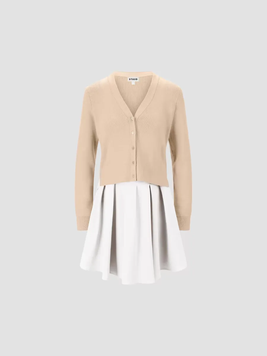 Milo V-Neck Long-Sleeve Combo Minidress by STAUD