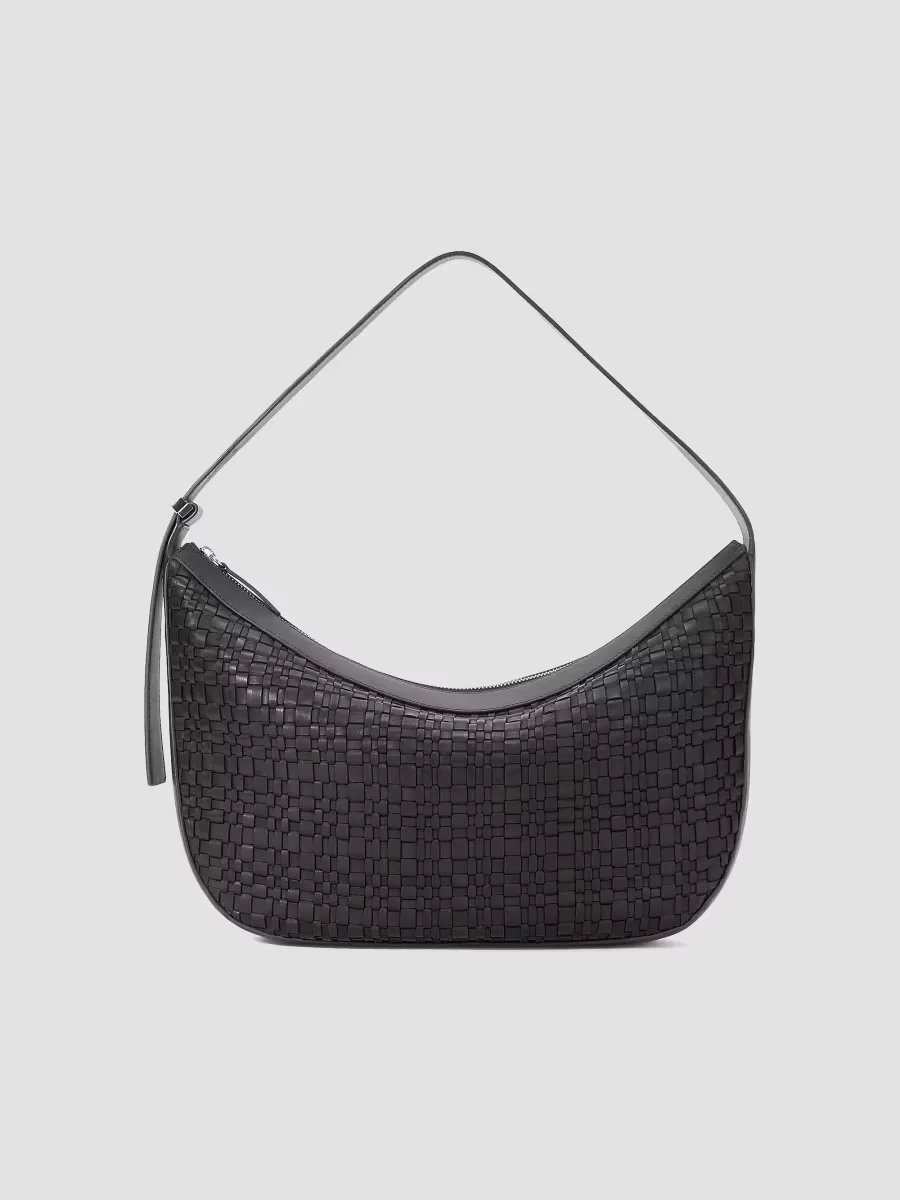 Large Demy Woven Leather Hobo Bag by STAUD