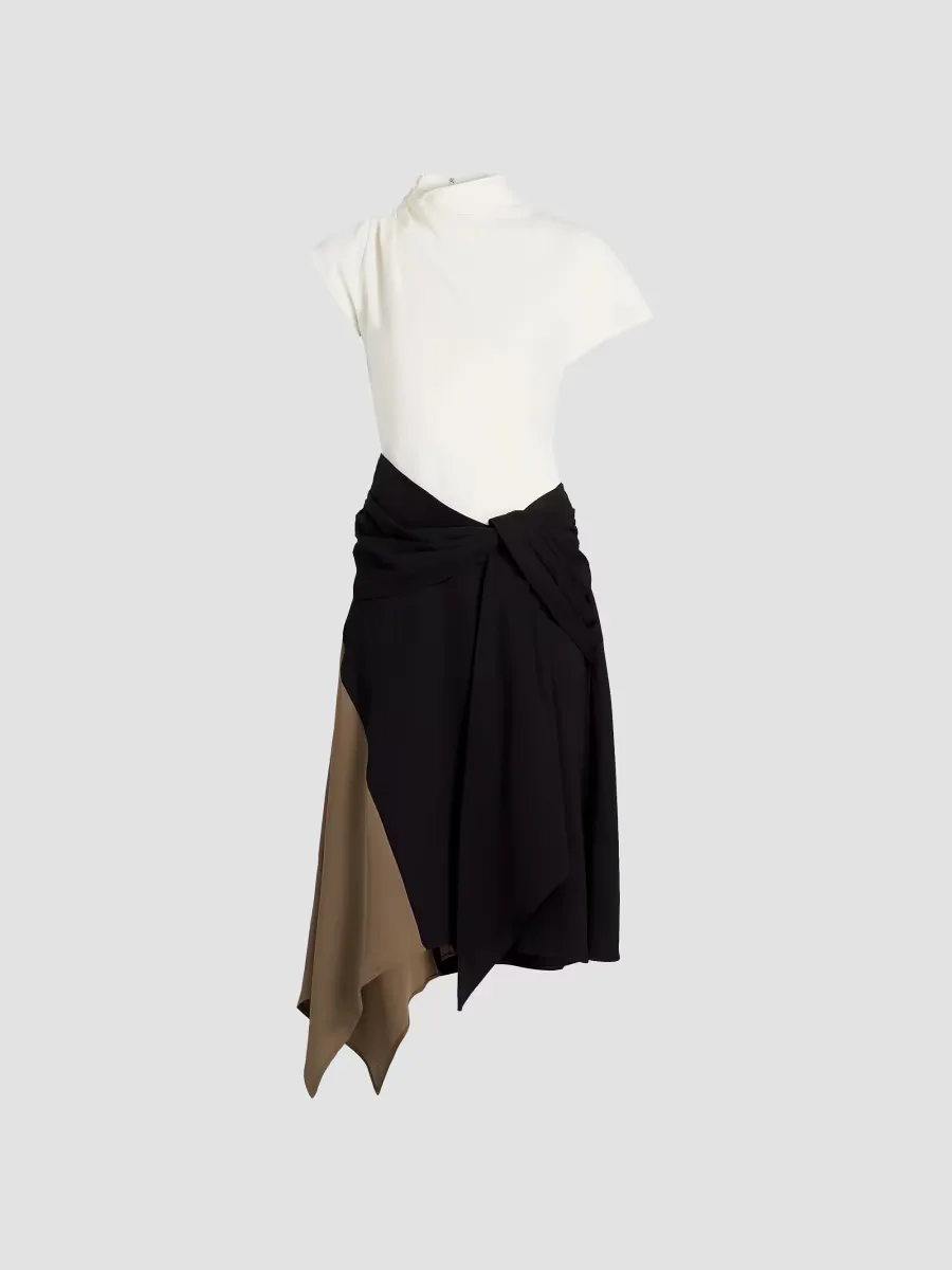 Davina Asymmetric Midi-Dress by STAUD