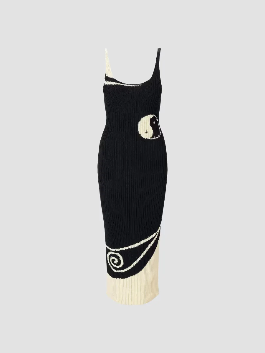 Leta Yin & Yang Rib-Knit Cotton Midi-Dress by STAUD