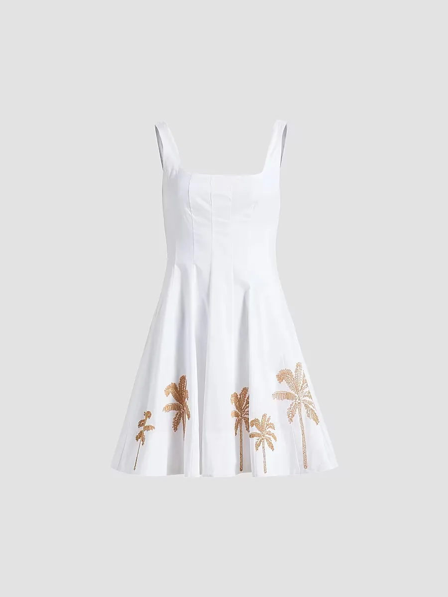 Wells Palm-Embroidered Minidress by STAUD