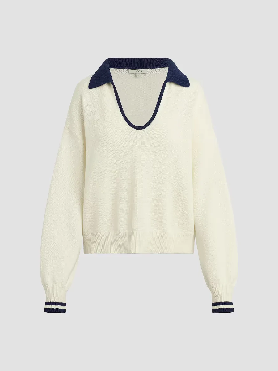 The Romie Open Collar Knit Polo Sweater by Joe's Jeans