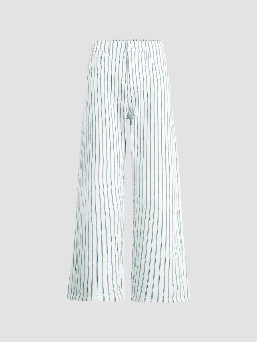 The Mia Stripe Wide-Leg Ankle Jeans by Joe's Jeans