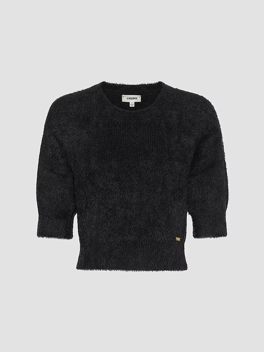 Guinevere Crop Fuzzy Knit Crewneck Sweater