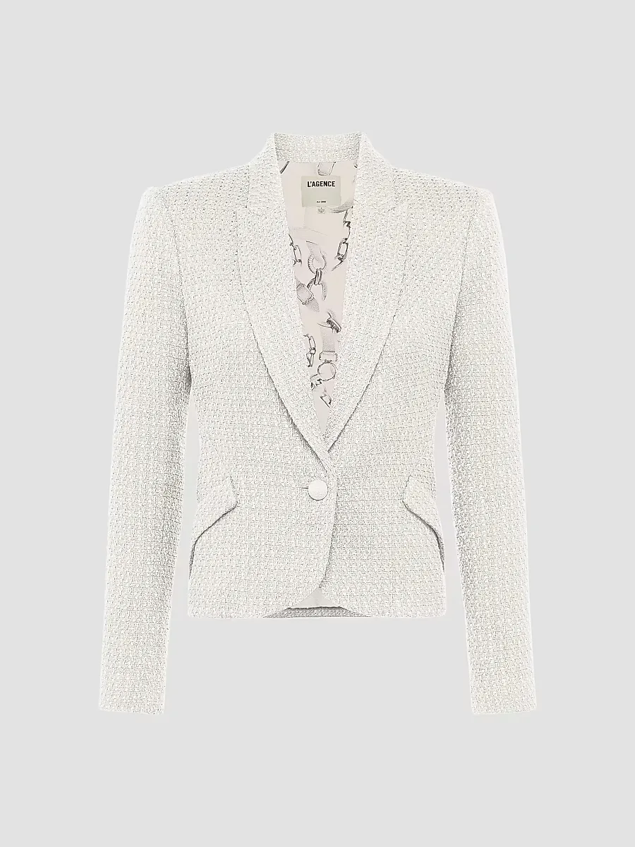 Jennah Tweed Cotton-Blend One-Button Blazer by L'AGENCE