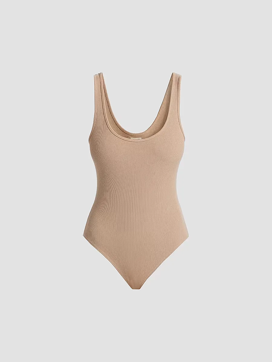 Nica Scoopneck Rib-Knit Bodysuit