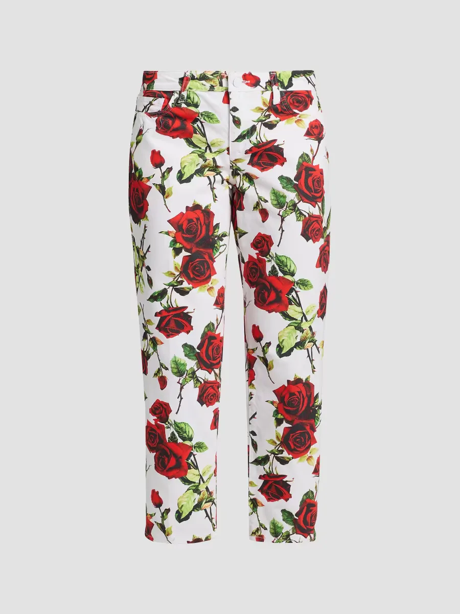 Blaine Rose-Print Low-Rise Stovepipe Jeans by L'AGENCE
