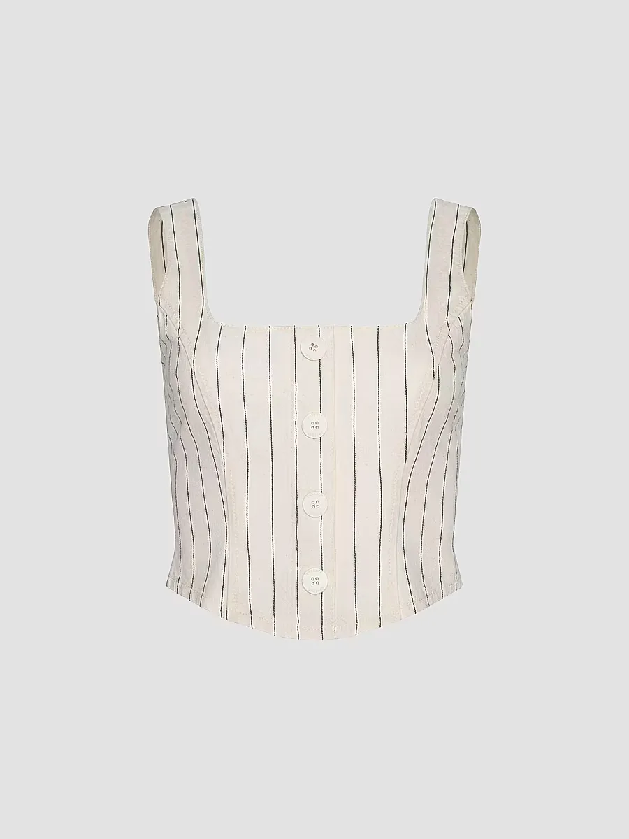 Saga Pinstriped Cotton Tank by L'AGENCE