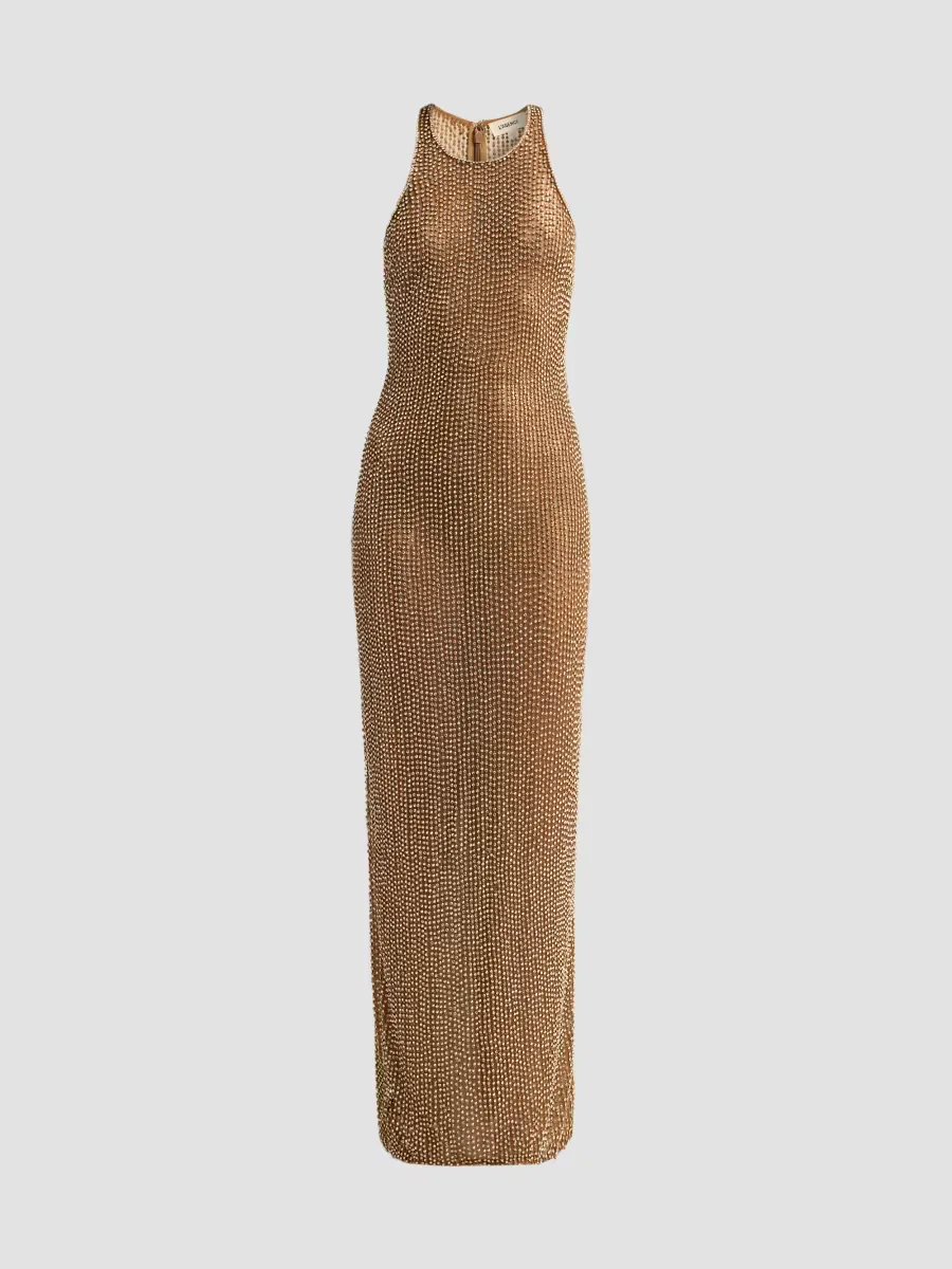 Paula Racerneck Bead Gown by L'AGENCE