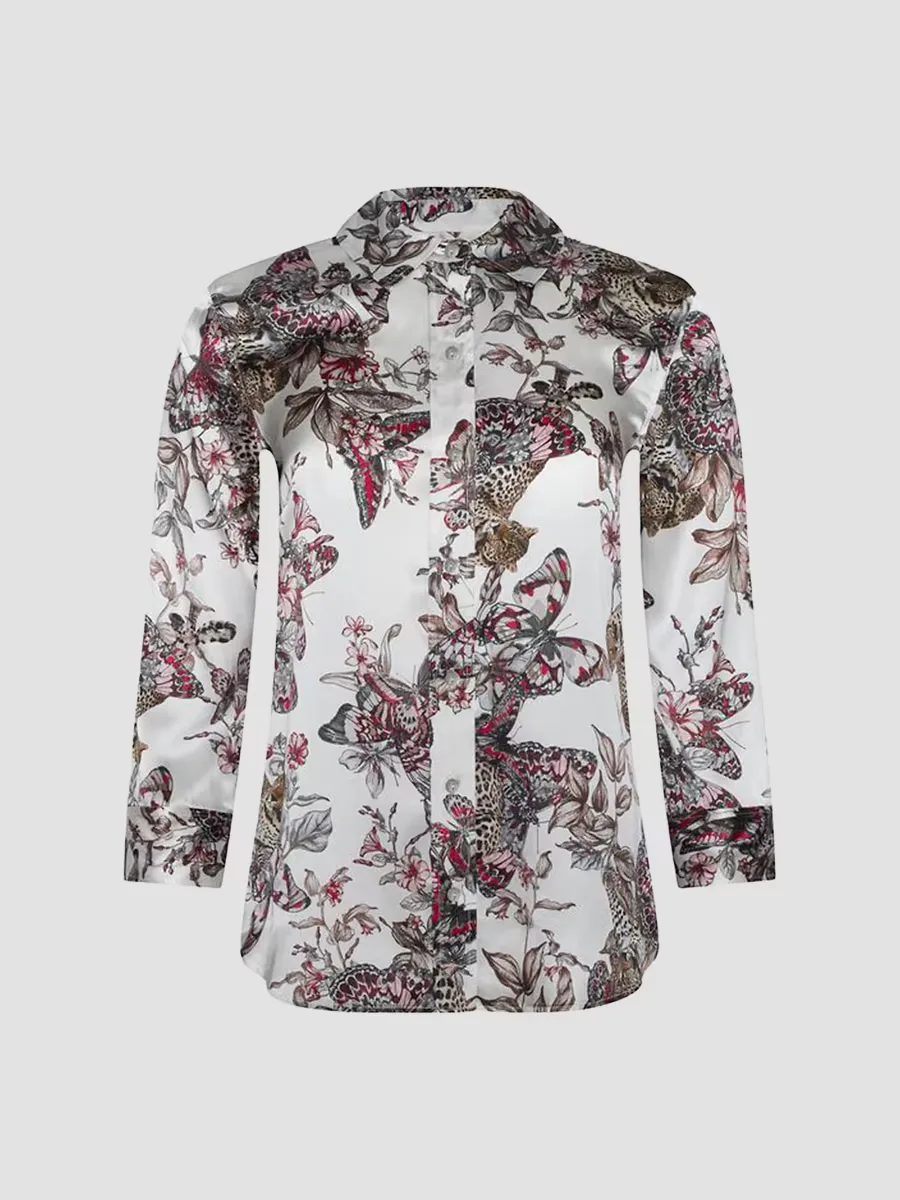 Dani Butterfly Jungle Printed Silk Blouse by L'AGENCE