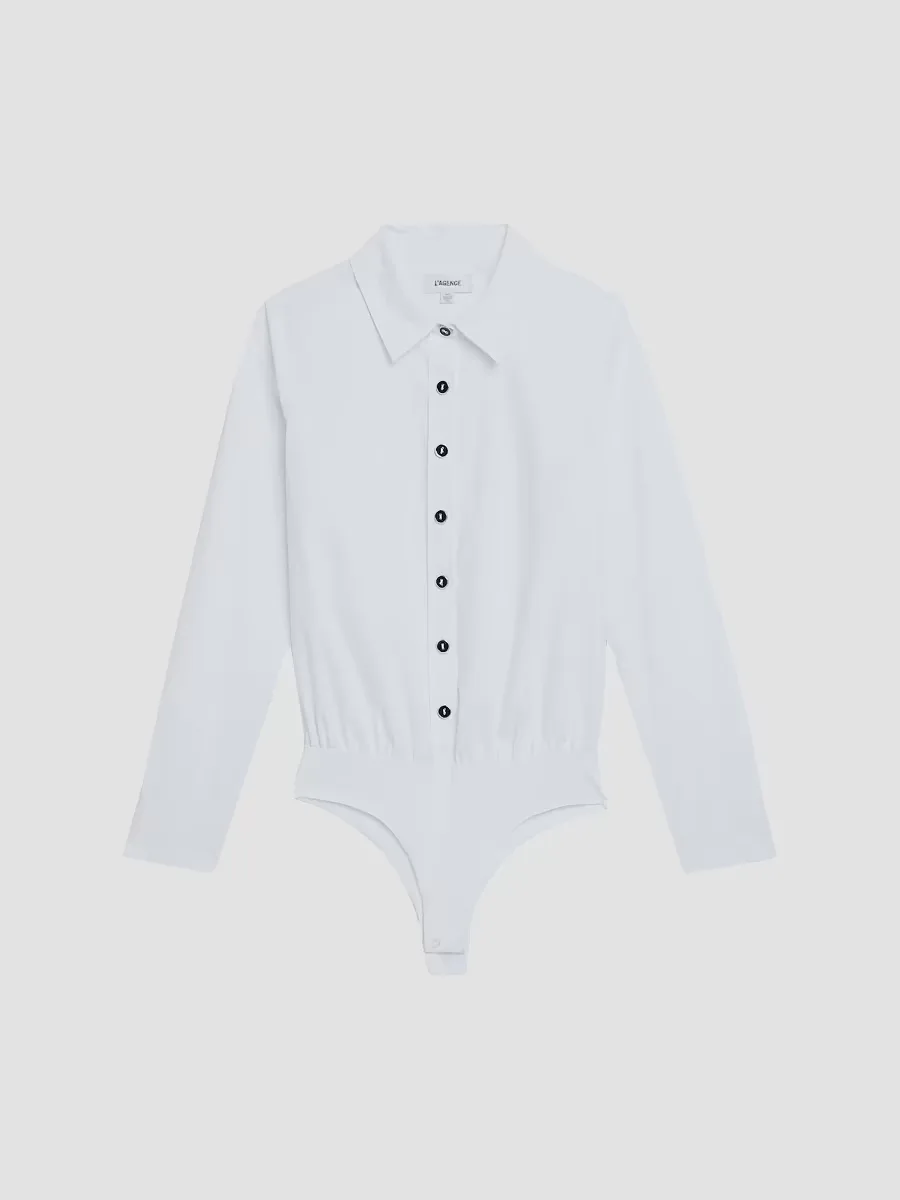 Blake Button-Front Bodysuit by L'AGENCE
