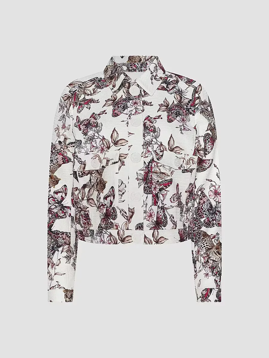 Nyx Floral Butterfly Crop Trucker Jacket by L'AGENCE