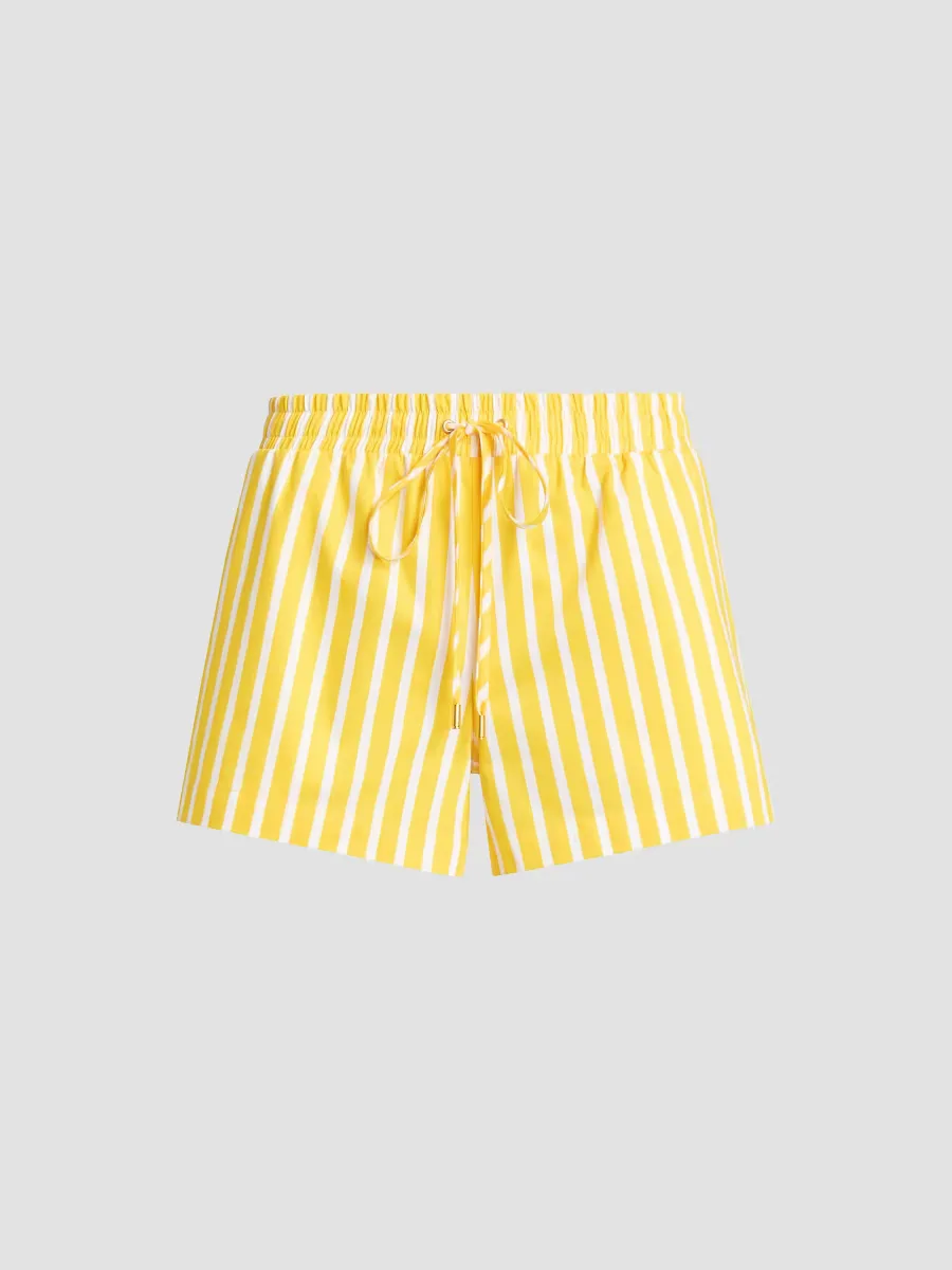 Royce Striped Cotton-Blend Drawstring Shorts by L'AGENCE