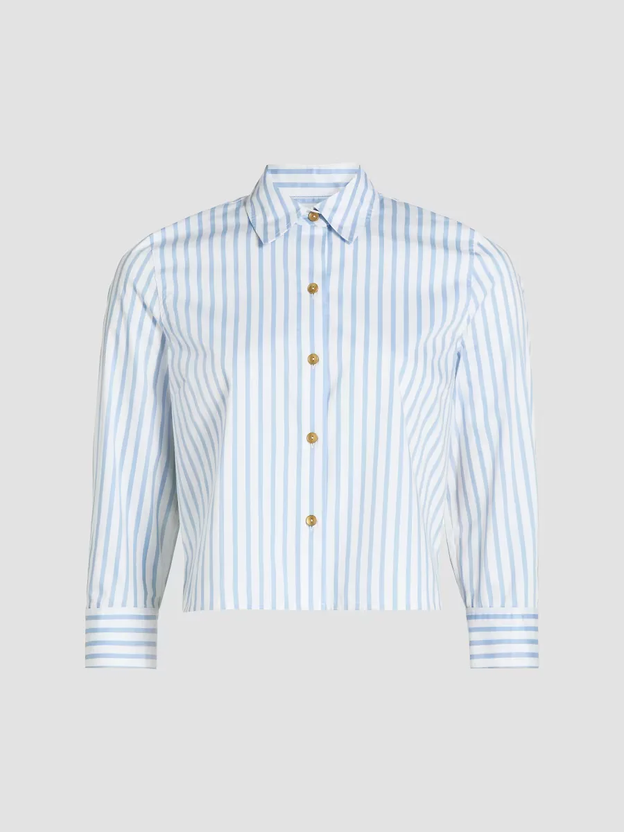 Fawn Scarf-Print Striped Cotton-Blend Shirt by L'AGENCE