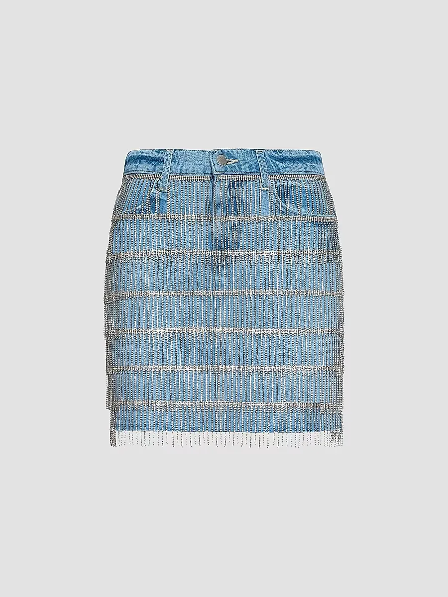 Jolene Crystal-Fringe Mini Skirt by L'AGENCE