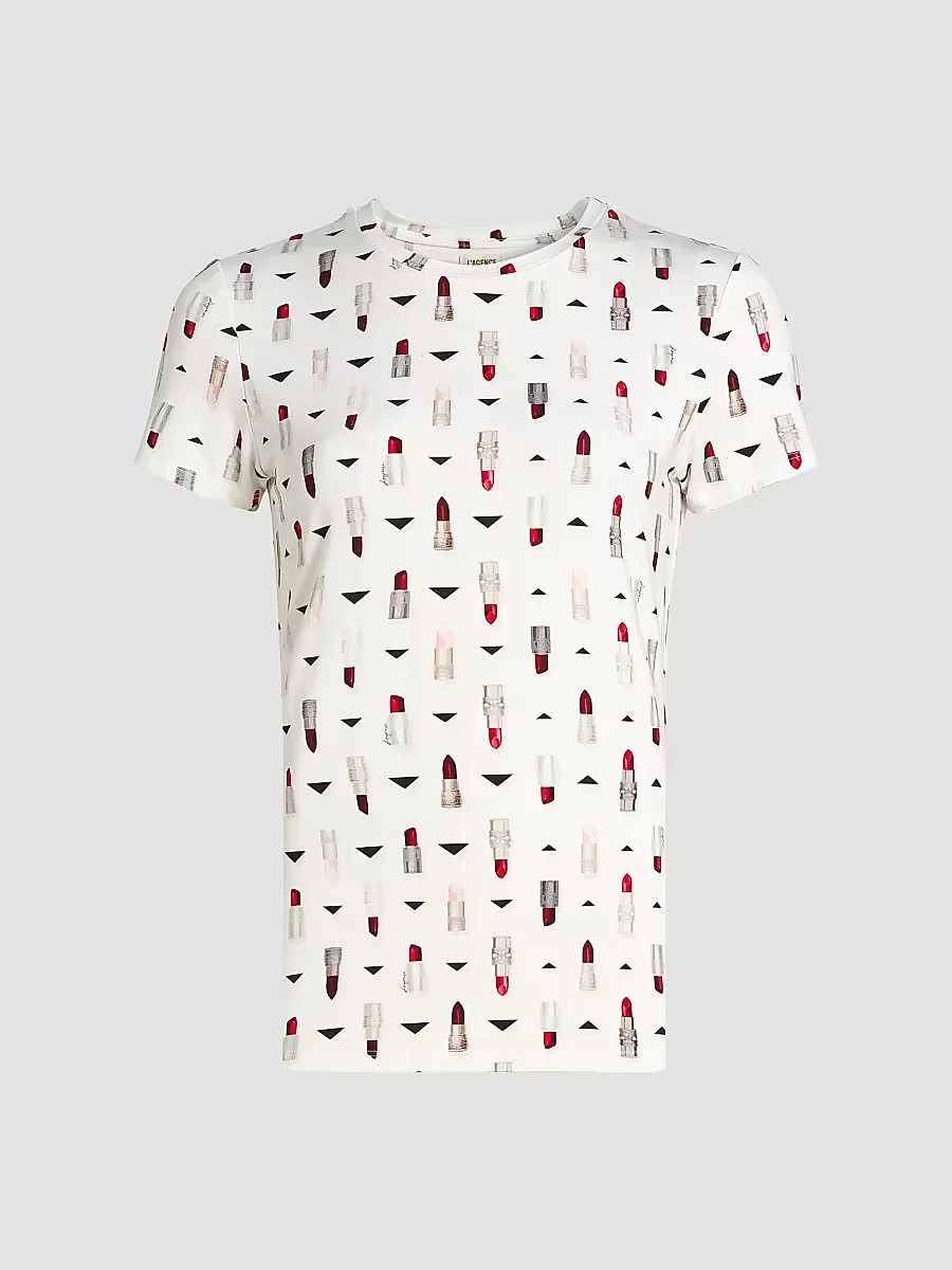 Ressi Lipstick-Print T-Shirt by L'AGENCE