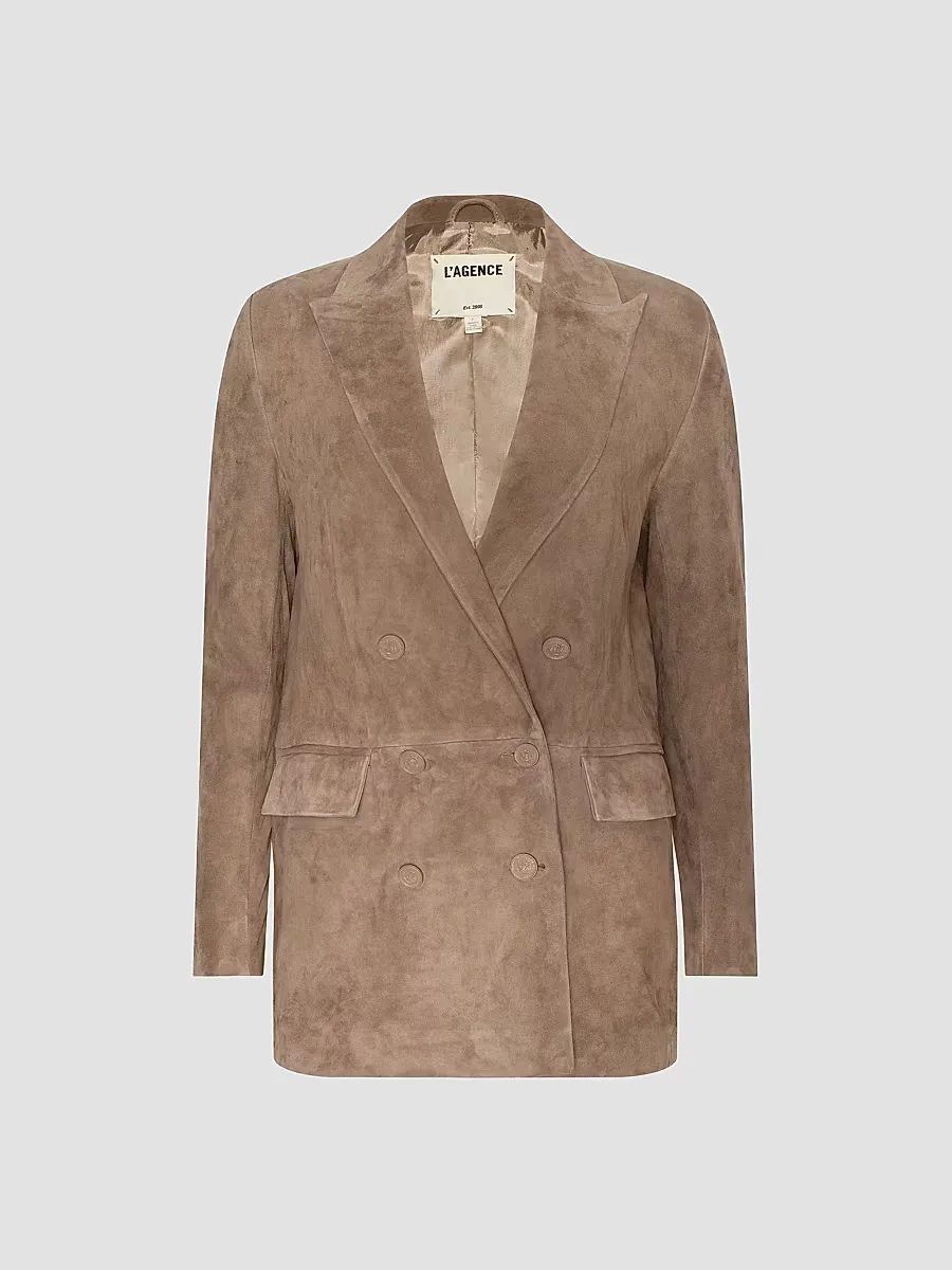 Aimee Suede Double-Breasted Blazer by L'AGENCE
