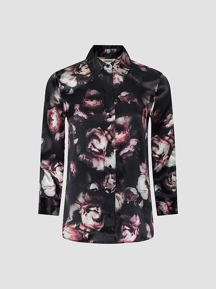 Dani Three-Quarter-Sleeve Floral Silk Blouse by L'AGENCE