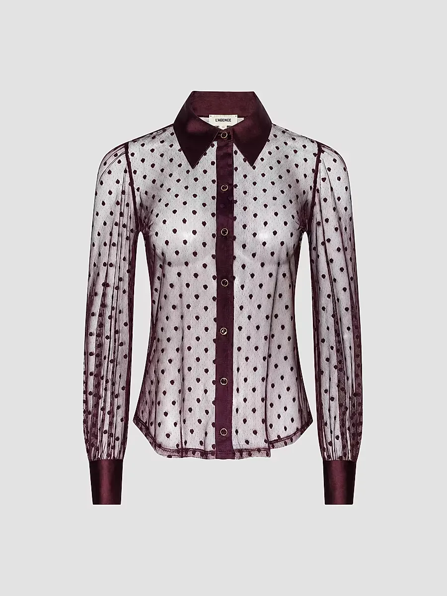 Sophie Sheer Swiss Dot Blouse by L'AGENCE