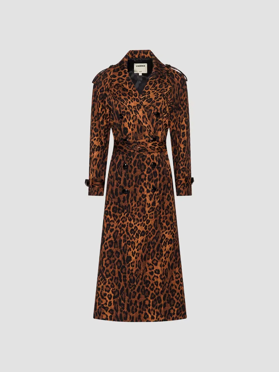 Brinley Leopard-Print Oversized Trench by L'AGENCE
