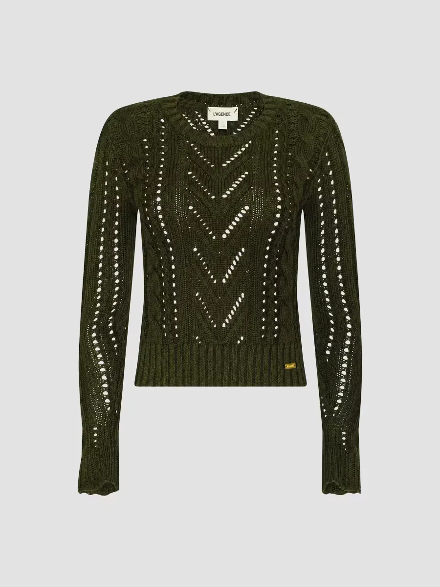Mio Cable Knit Crop Sweater by L'AGENCE