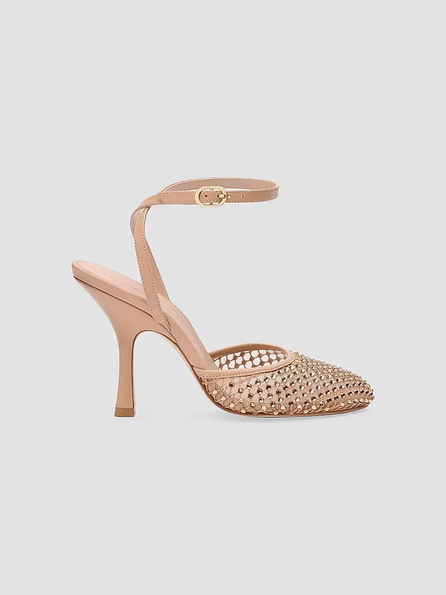 Bareitall Shine 100MM Crystal-Embellished Mesh Pumps