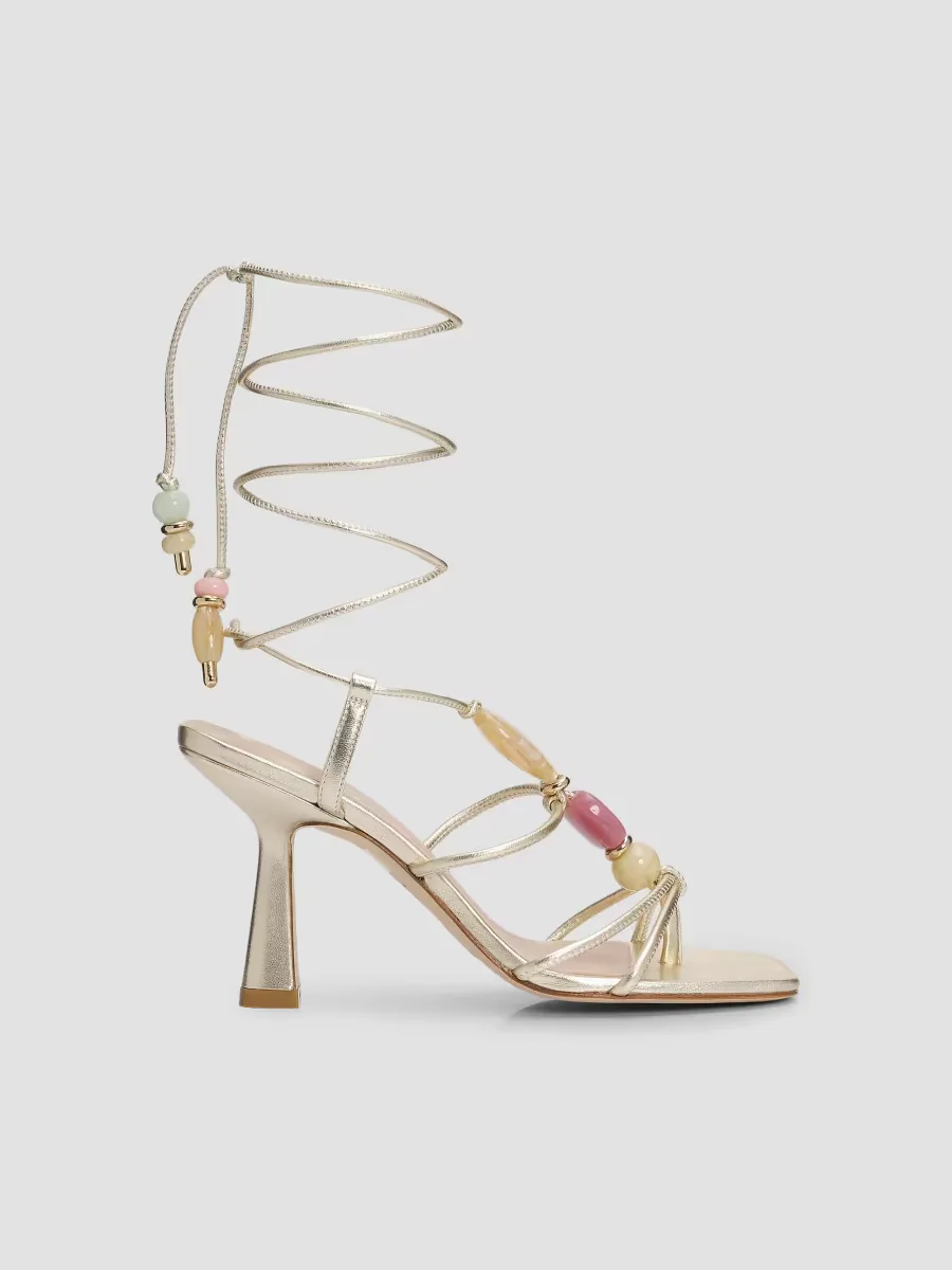 Majorca 85MM Beaded Ankle-Wrap Sandals by Stuart Weitzman