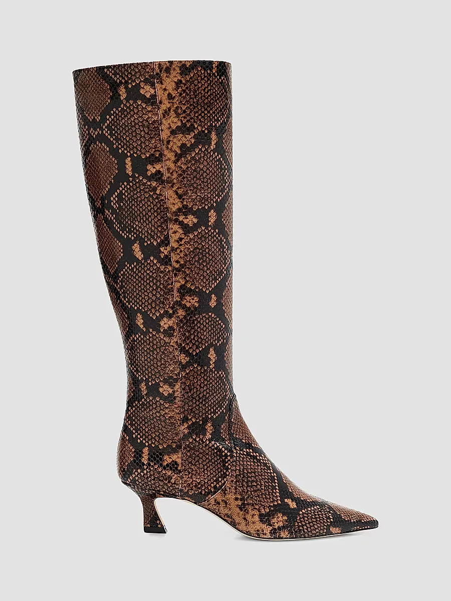 Vinnie 50MM Snake-Embossed Leather Knee-High Boots by Stuart Weitzman