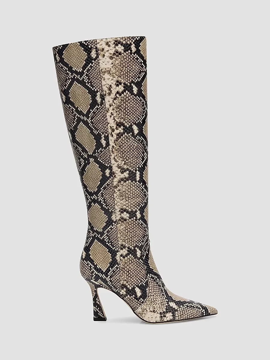 Vinnie 85MM Snake-Printed Leather Knee-High Boots by Stuart Weitzman