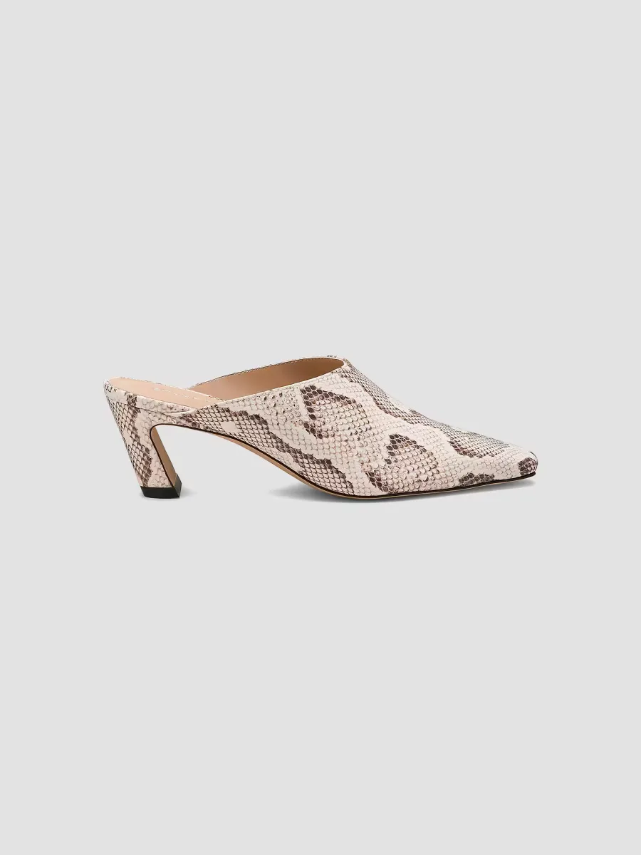 Stassi 50MM Snake-Embossed Leather Mules
