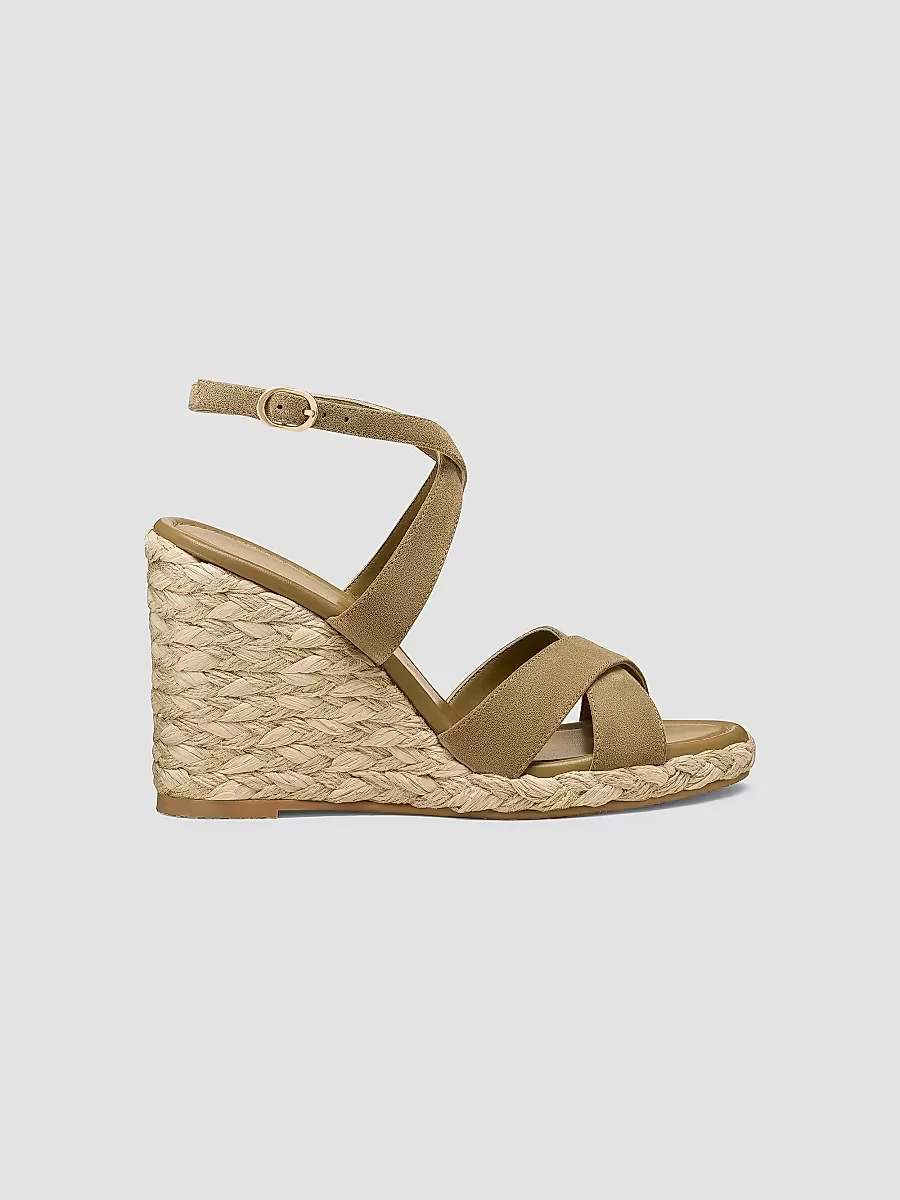 Alyssa Snake-Embossed Leather Wedge Sandals by Stuart Weitzman