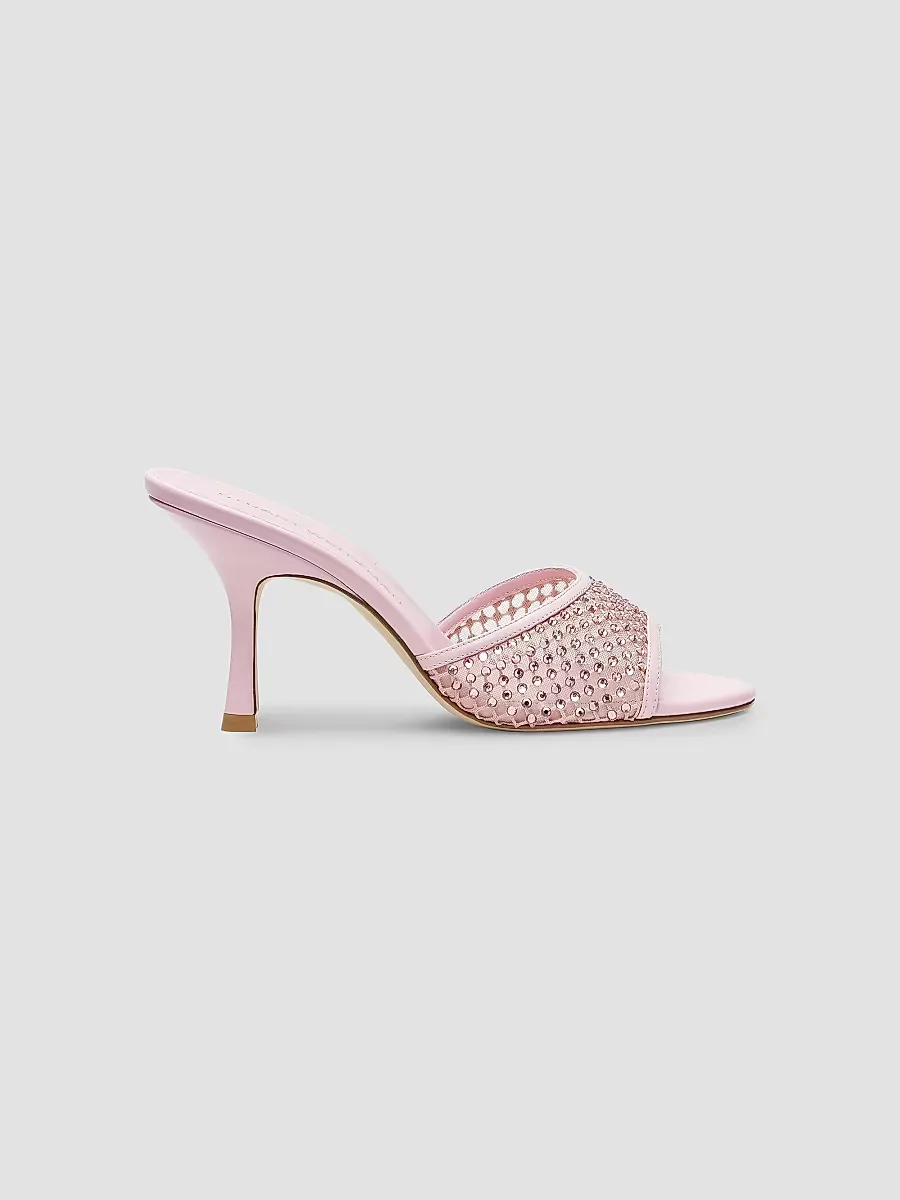 Bareitall Shine 85MM Crystal-Embellished Leather Stiletto-Heel Sandals