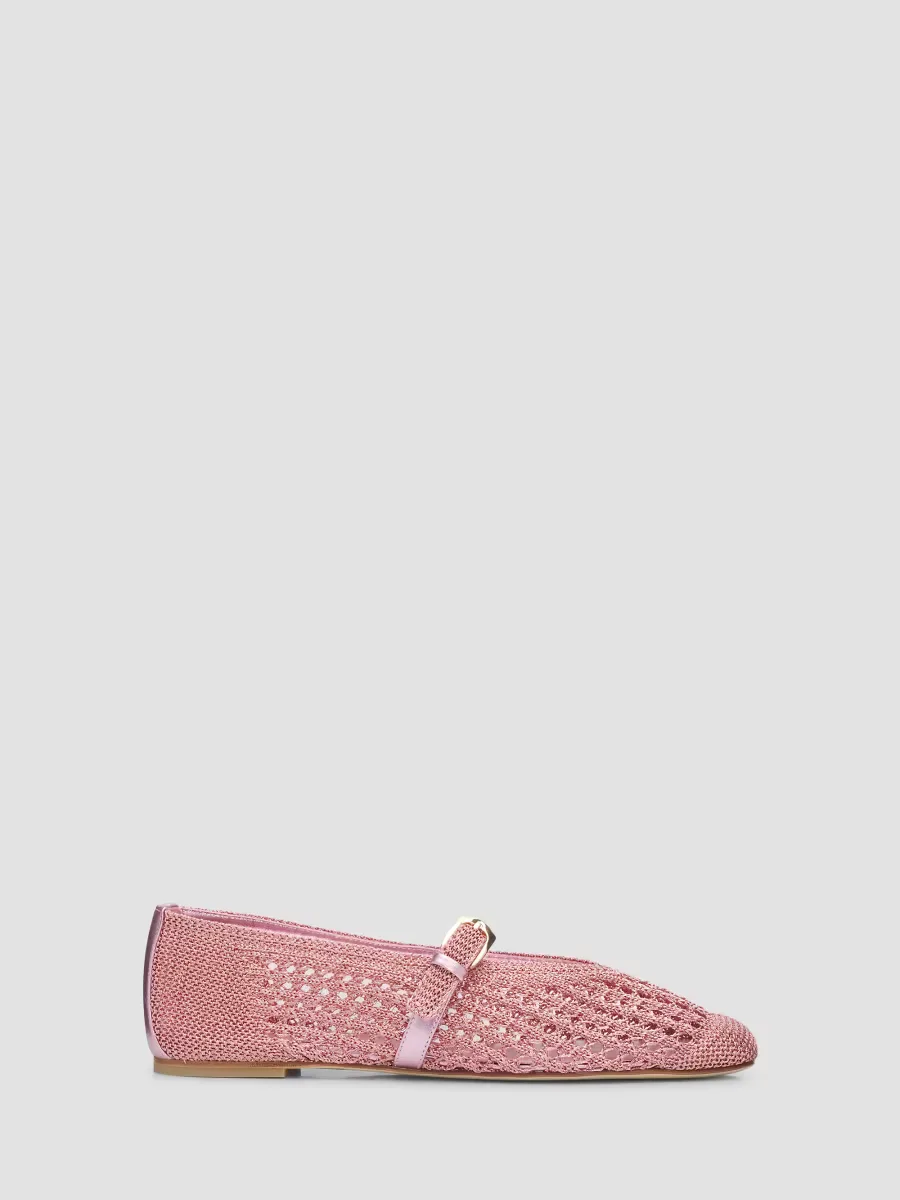 Leora Leather-Trim Crochet Mary Janes by Stuart Weitzman