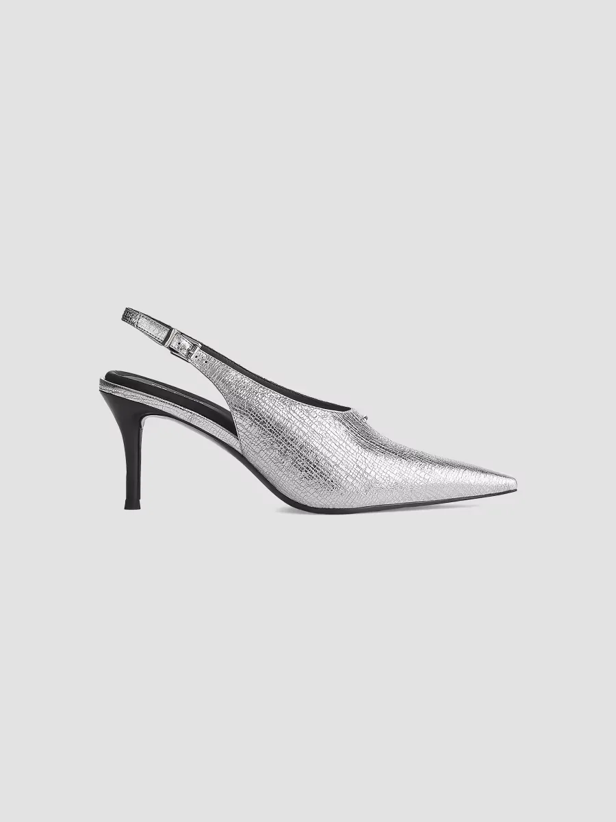 Mercer 75MM Metallic Leather Slingback Pumps