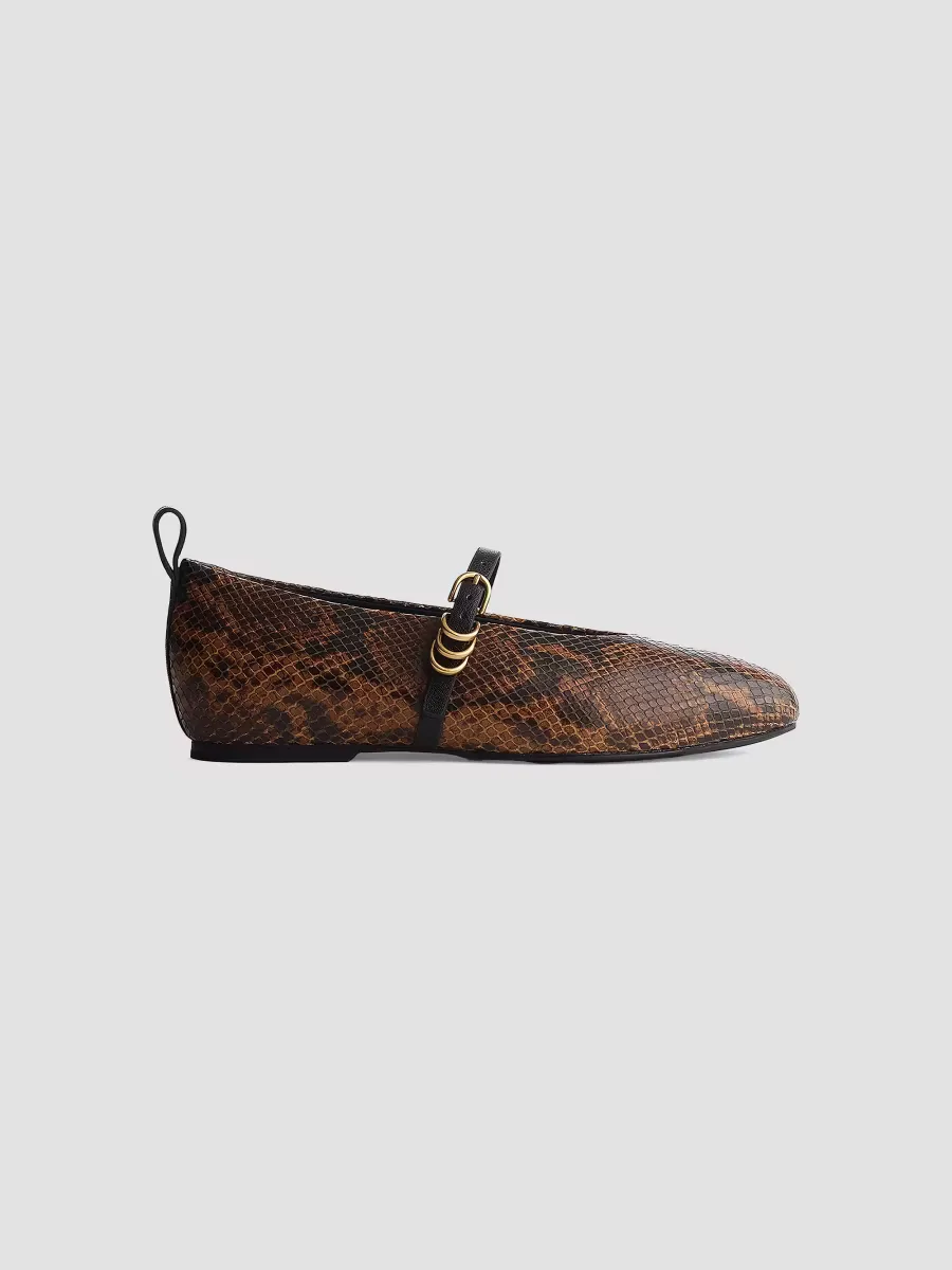 Spire Snake-Embossed Leather Mary Jane Flats by rag & bone