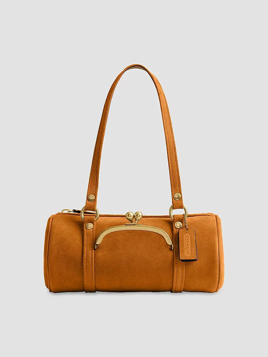 Kisslock Barrel Suede Shoulder Bag by Coach