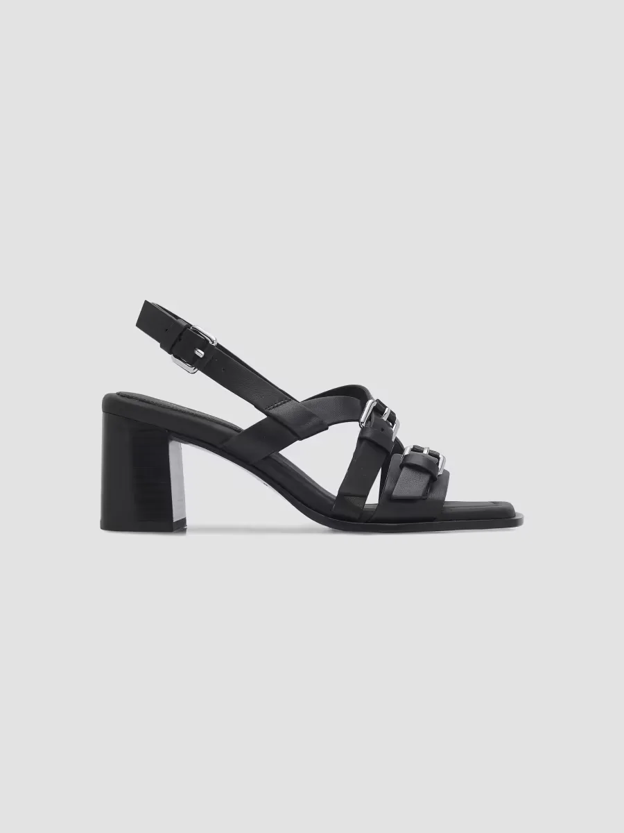 Harlow 65MM Buckle-Detail Leather Block-Heel Sandals by rag & bone