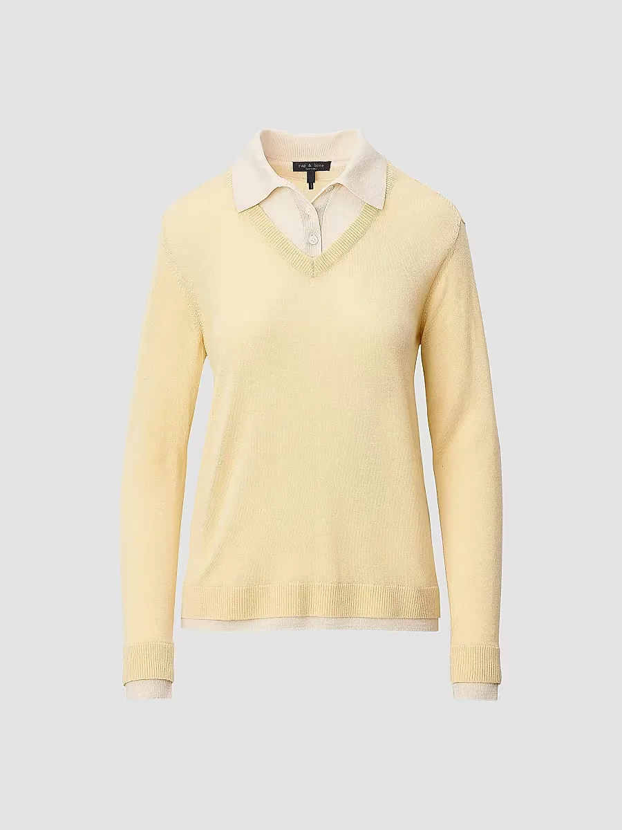 Anne Long-Sleeve Wool Polo Sweater by rag & bone