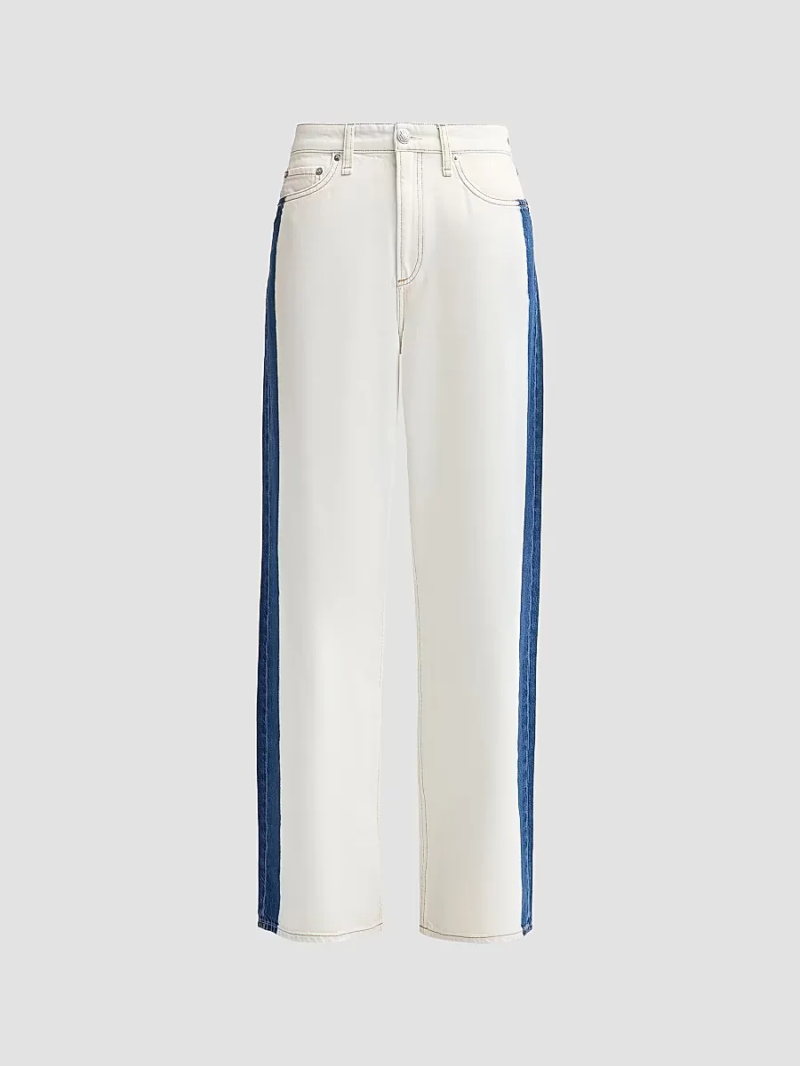 Logan Contrast-Striped Wide-Leg Jeans by rag & bone