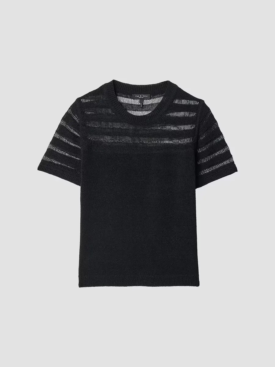 Britt Pointelle Short-Sleeve Knit Top